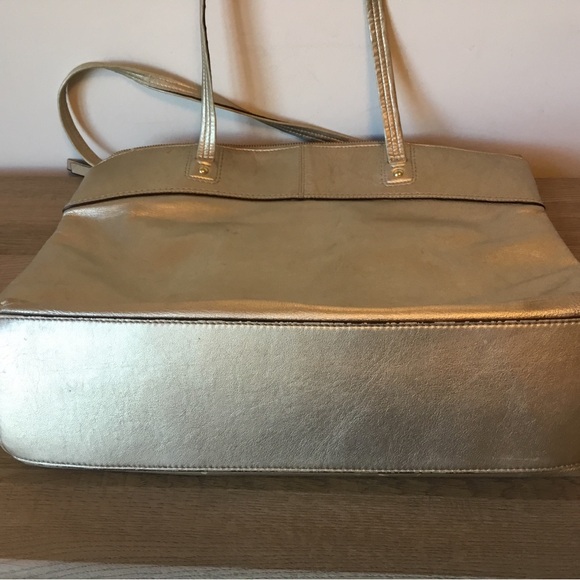 Coach Laura Signature Embossed Metallic Gold Shoulder Tote - Picture 5 of 9